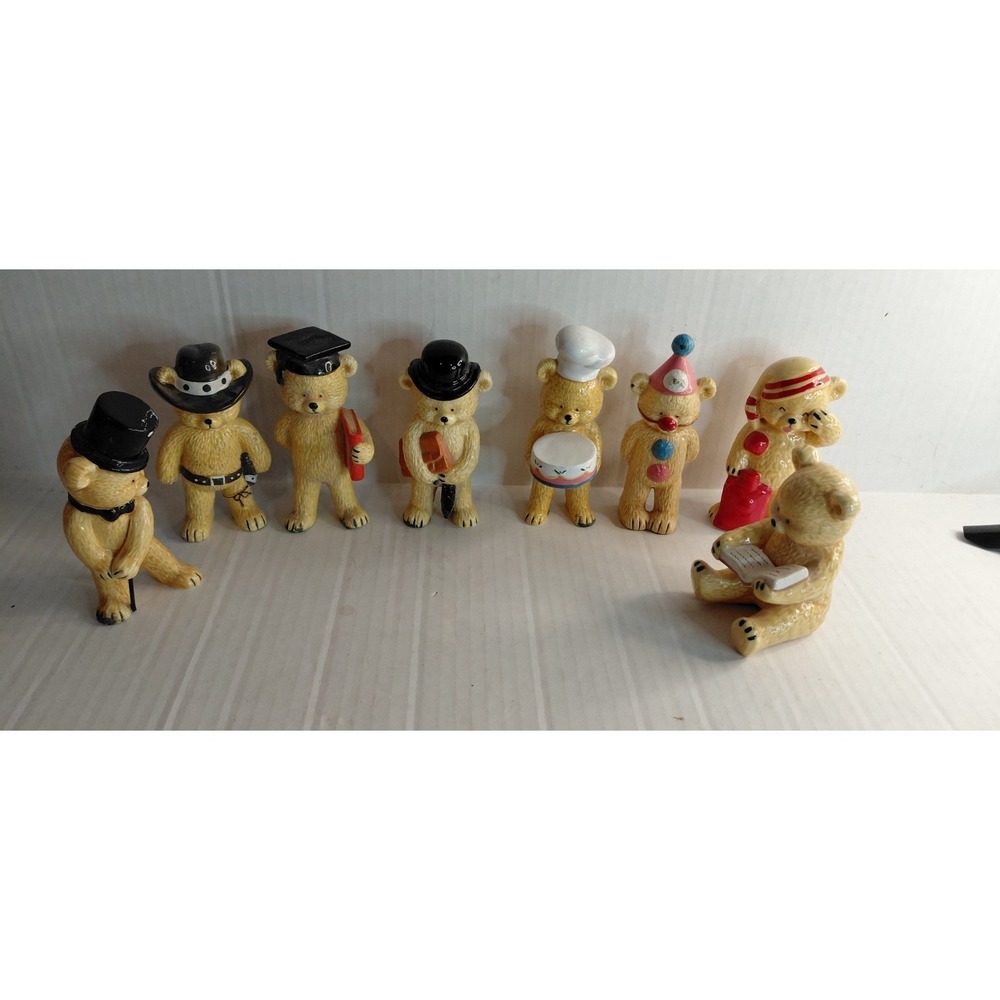 Vintage City Bears 1980s Danbury Mint Teddy Bear Collection Lot Of 8 Pieces Rare